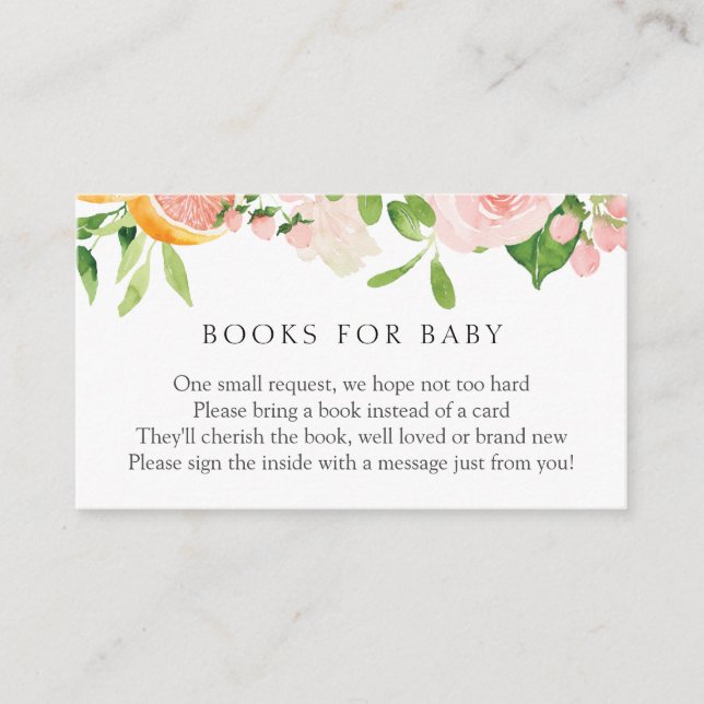 Pink Citrus Floral Books for Baby Enclosure Card Begleitkarte (Vorderseite)