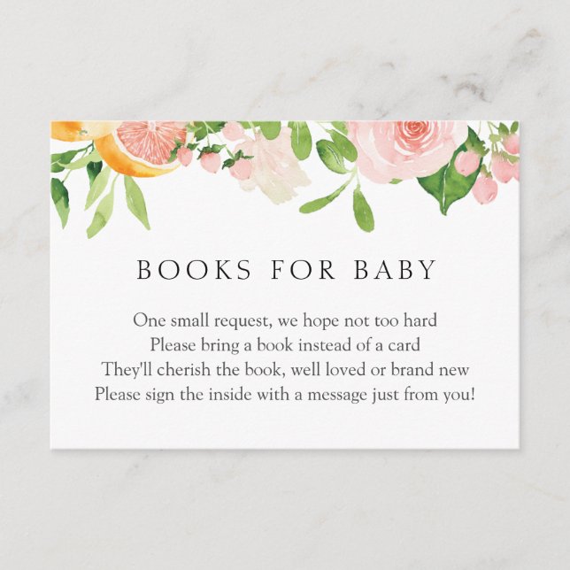 Pink Citrus Floral Books for Baby Enclosure Card Begleitkarte (Vorderseite)