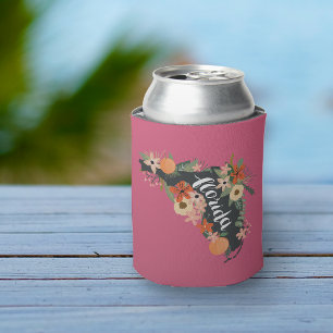 Pink Citrus Floral Florida Staat Silhouette Dosenkühler
