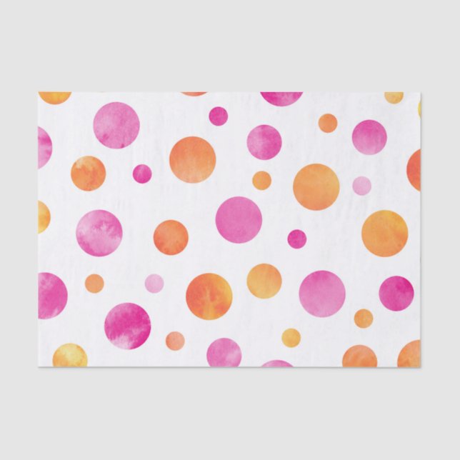 Pink Citrus Watercolor Polka Dots Seidenpapier (Vorderseite)