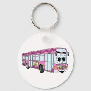 Pink City Bus Cartoon Schlüsselanhänger