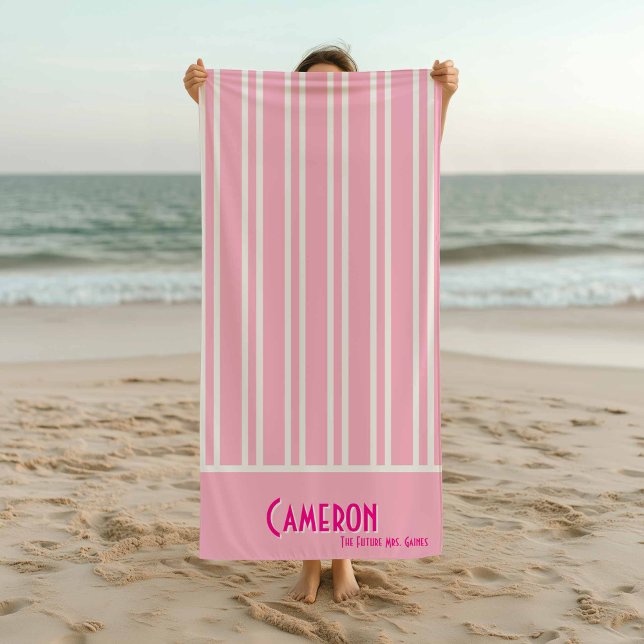 Pink City Chic Bachelorette Strandtuch (Pink City Chic Stripe Beach Towel)