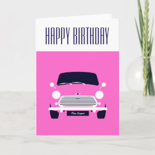 Pink Classic Mini Cooper Karte