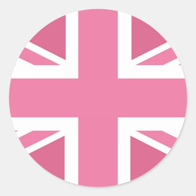 Pink Classic Union Jack British(UK) Flag Runder Aufkleber (Vorderseite)