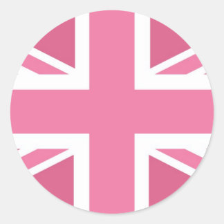 Pink Classic Union Jack British(UK) Flag Runder Aufkleber
