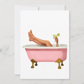 Pink Clawfoot Badewanne Kunst Druck – Glam Selbst  Einladung