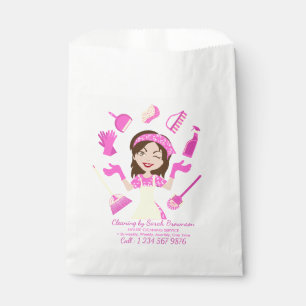 Pink Cleaning Housekeeper Lady Cartoon Geschenktütchen