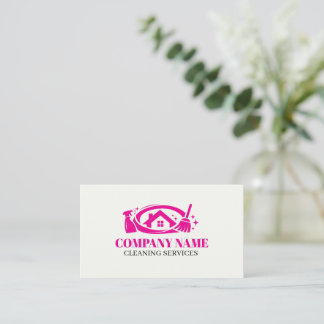 Pink Cleaning Service Haus Professionelle Reinigun Visitenkarte