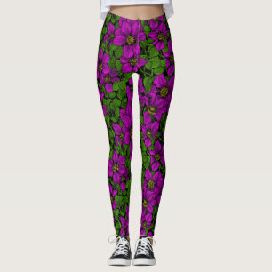 Pink Clematis Leggings