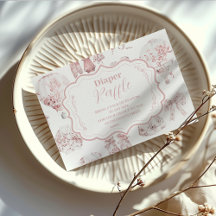 Pink Clothes Toile De Jouy Diapper Raffle