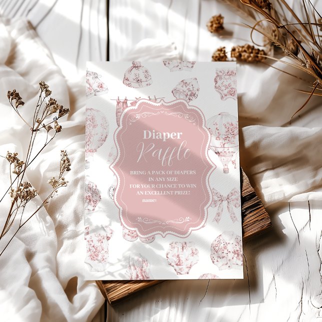 Pink Clothes Toile De Jouy Diapper Raffle Begleitkarte (Von Creator hochgeladen)