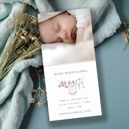 Pink Clothesline Foto Baby Birth Ankündigung