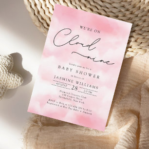 PinK Cloud Nine Baby Shower Einladung