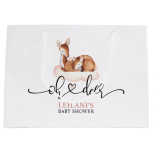 Pink Cloud Oh Deer Watercolor Babydusche Große Geschenktüte