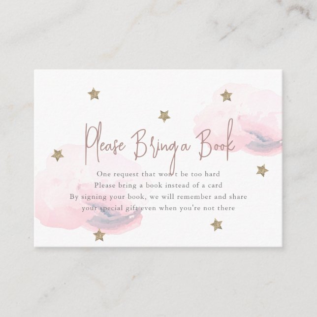 Pink Cloud & Star Baby Dusche Bitte buchen Begleitkarte (Vorderseite)