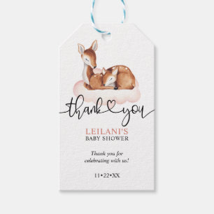 Pink Cloud Watercolor Deer Baby Dusche Vielen Dank Geschenkanhänger