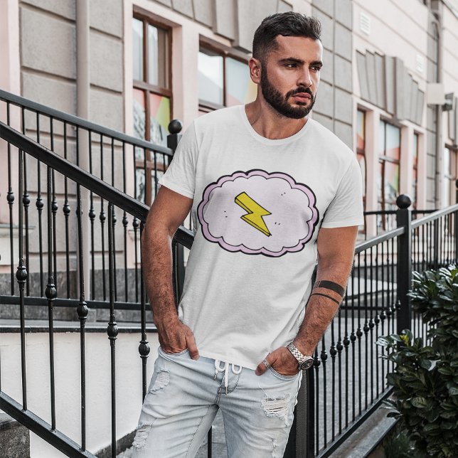Pink Cloud Yellow Lightning Bolt T - Shirt (Von Creator hochgeladen)