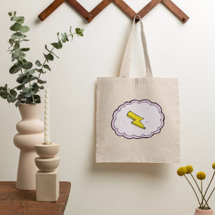 Pink Cloud Yellow Lightning Bolt Tote Bag Tragetasche