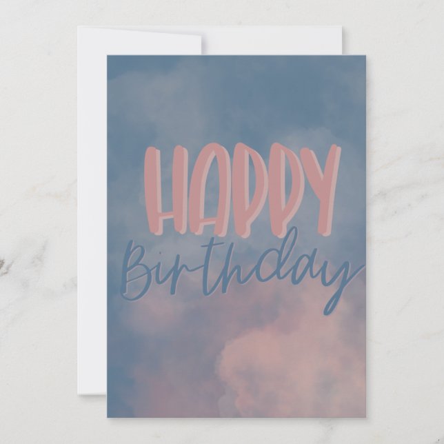 Pink Clouded Sky Happy Birthday Einladung (Vorderseite)