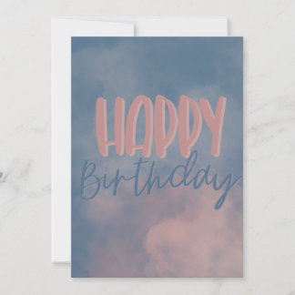 Pink Clouded Sky Happy Birthday Einladung