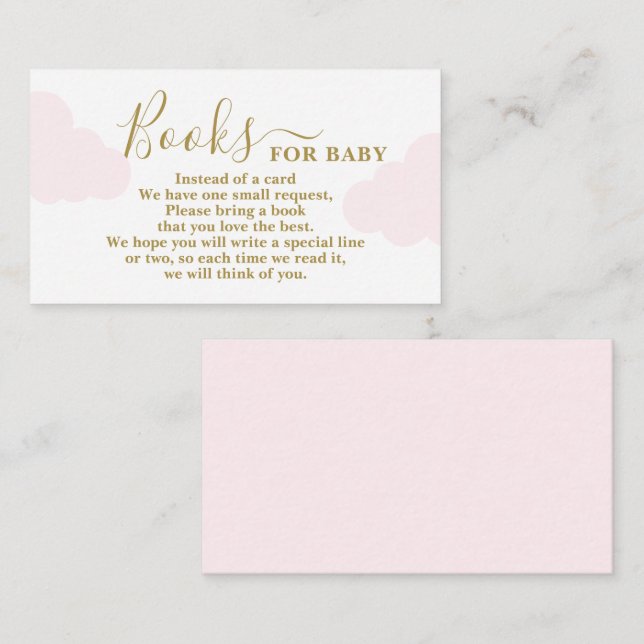 Pink Clouds Baby Shower Books for Baby Card Begleitkarte (Vorne/Hinten)