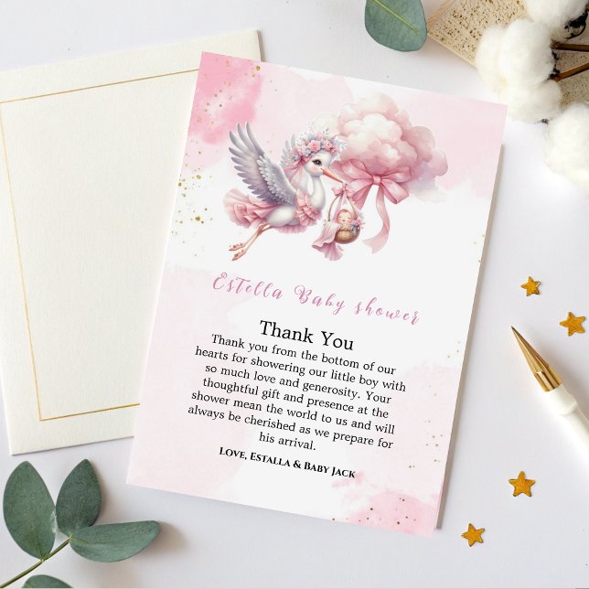 Pink Clouds It's a Girl Baby Shower Thank You Card Dankeskarte (Von Creator hochgeladen)