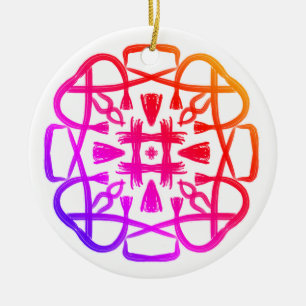 Pink Clover Crisscross Mandala #21 Keramik Ornament
