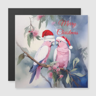 Pink Cockatoos Weihnachtsmannmütze Frohe Weihnacht Magnetkarte