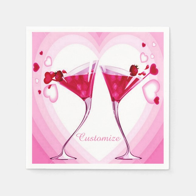 Pink Cocktail Brille Napkins Serviette (Vorderseite)