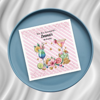 Pink Cocktail Candy Glitzer Geburtstag Serviette