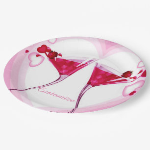Pink Cocktail Gläser Papier Teller