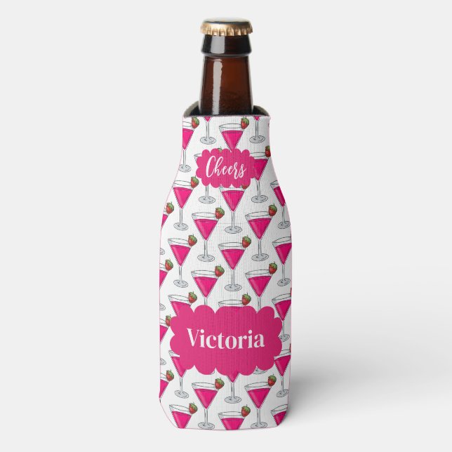 Pink Cocktail Name Cheers Seltzer Can Co Flaschenkühler (Flaschenvorderseite)