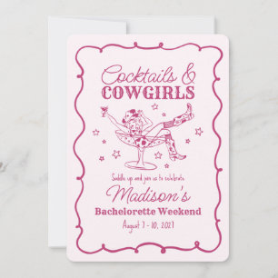 Pink Cocktails und Cowgirls Nash Bash Bachelorette Einladung