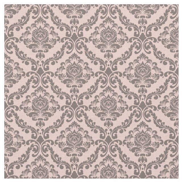Pink & Cocoa Damask Stoff (Nahaufnahme)
