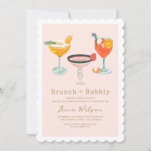Pink Coctails Brunch Bubbly Blush Brautparty Einladung