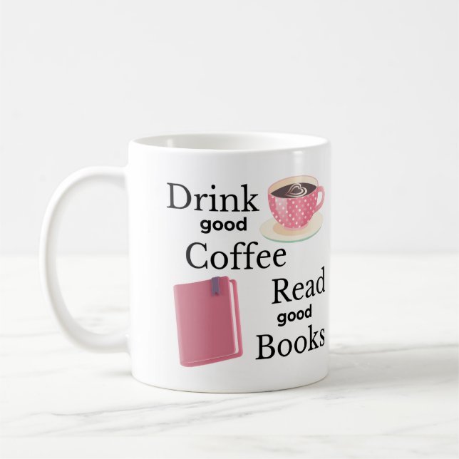 Pink Coffee and Book Lover Kaffeetasse (Links)