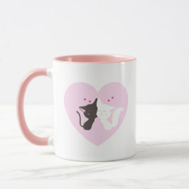 Pink Coffee Cup Happy Cat Couple Tasse