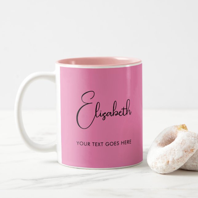 Pink Coffee Tasse Skriptname Textvorlage (Mit Donut)