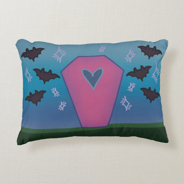 Pink Coffin Throw Pillow Dekokissen (Vorderseite)