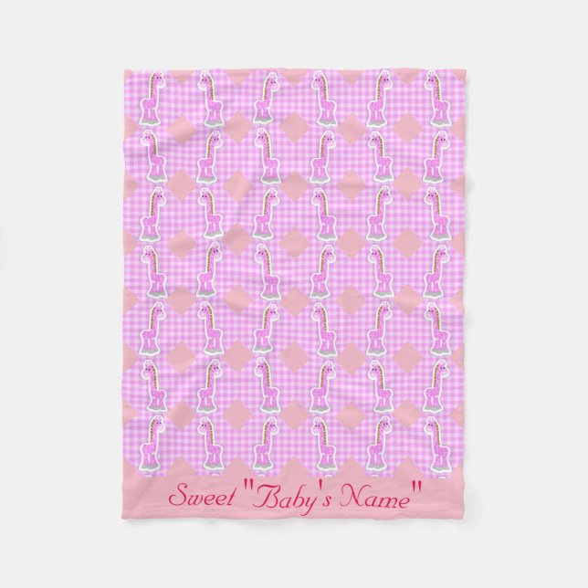 Pink Color Quilt Giraffen Design Fleece Blanket (Vorderseite)