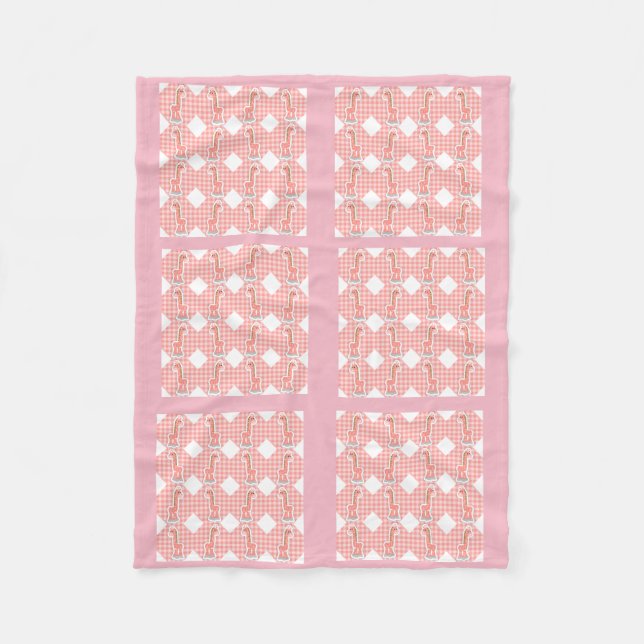 Pink Color Quilt Giraffen Design Fleece Blanket (Vorderseite)