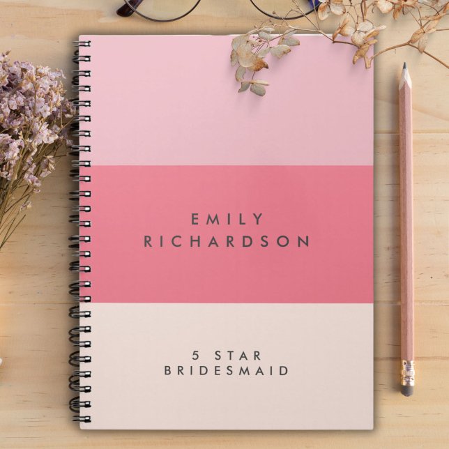 Pink Colorblock Bridesmaid SpiralNotebook Notizblock (Von Creator hochgeladen)