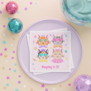 Pink Colorful Kitten Cat Girls Kindergeburtstag Pa Serviette