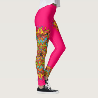 Pink Colorful Mandala Leggins