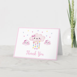Pink Colorful Raindrop Sweetheart Baby Dusche Dankeskarte