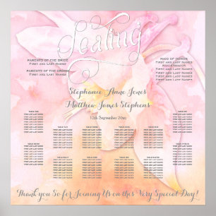 PINK COLUMBINE BLUME WATERCOLOR SPLASH WEDD POSTER