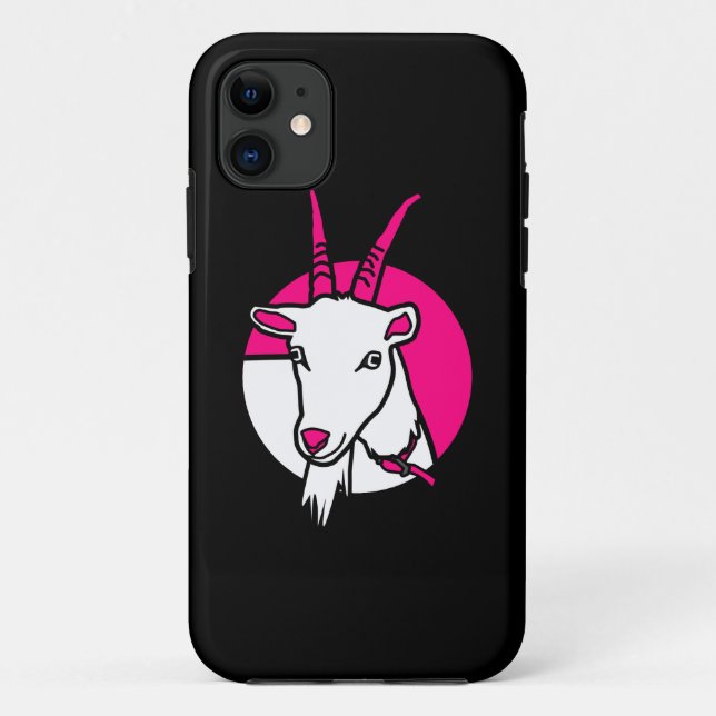 Pink Comic Goat Digital Portrait Schwarzer Hinterg Case-Mate iPhone Hülle (Rückseite)