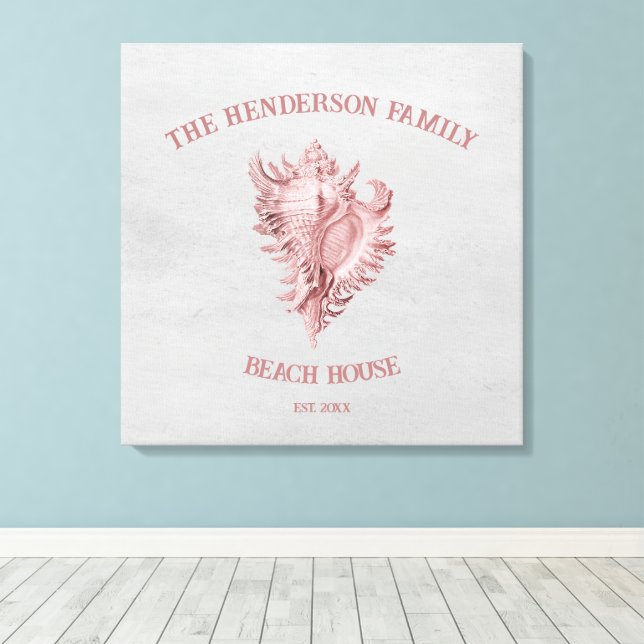 Pink Conch Muschel Canvas drucken Leinwanddruck (Insitu (Holzboden))