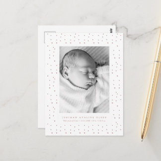 Pink Confetti Baby Birth Announcement Postcard Postkarte