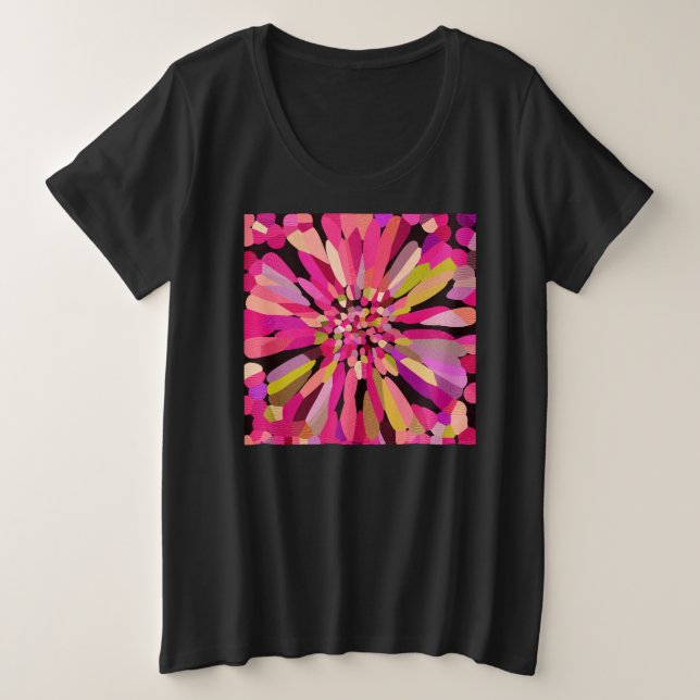 Pink Confetti Blume Große Größe T-Shirt (Design vorne)